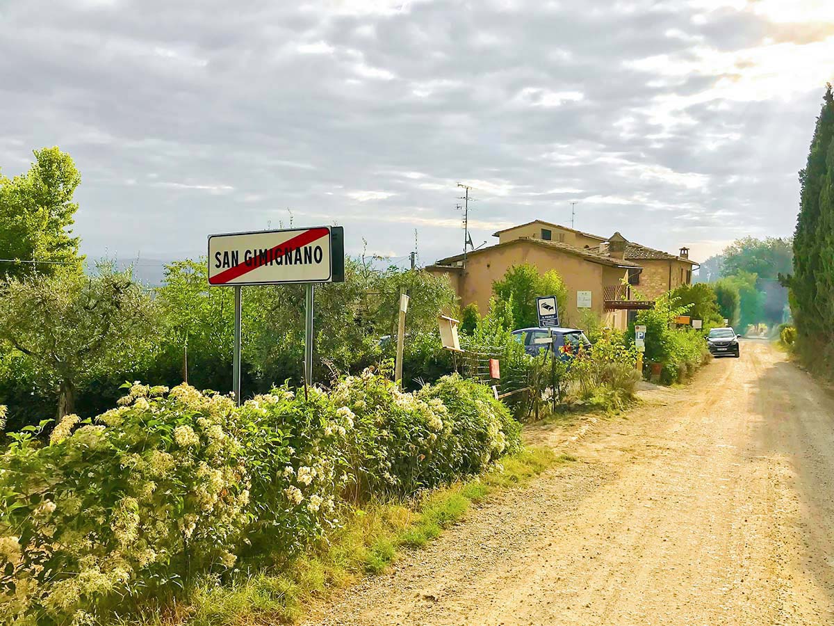 Leaving the village of San Gimignano on San Gimignano circular walk