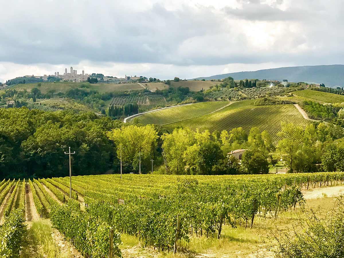 Beautiful views of Italian countryside on San Gimignano Loop Hike in Tuscany