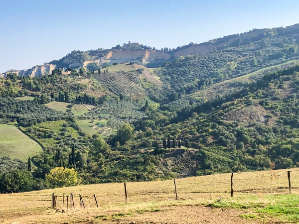Beautiful views along Volterra Loop trail in Tuscany, Italy