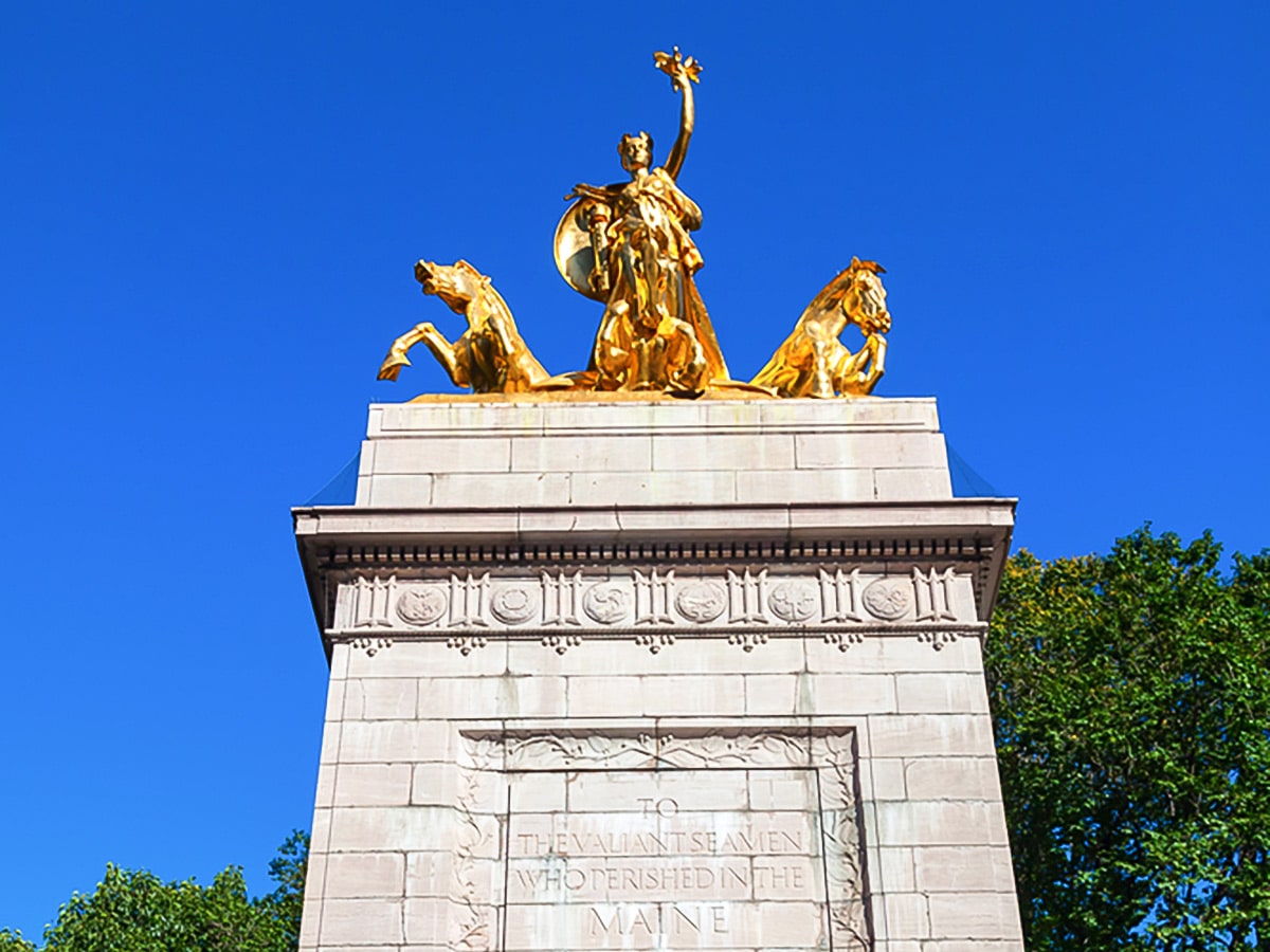 USS Maine National Monument at the entrance of Central Park on The Best of Midtown Walking Tour in New York City
