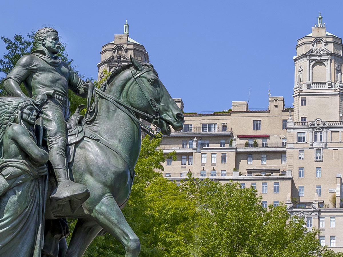 Statue of Theodore Roosevelt at the American Museum on Central Park and the Museums Walking Tour in New York City