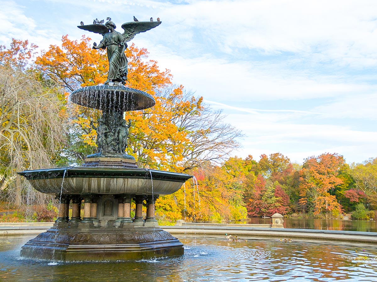 Bethesda fountain in the lower level of The Terrace on Central Park and the Museums Walking Tour in New York City