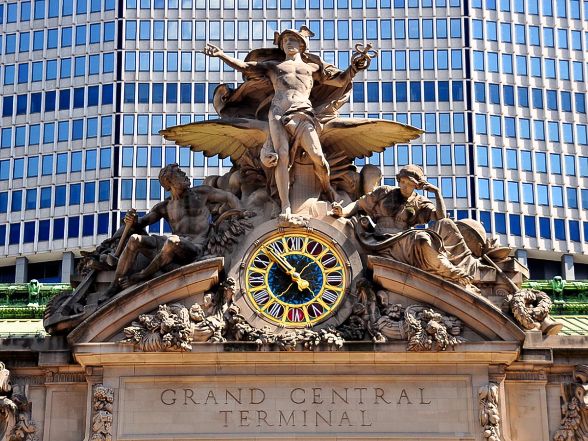Statue of Greek God Mercury outside Grand Central Terminal on Walking Tour in Manhattan, New York City