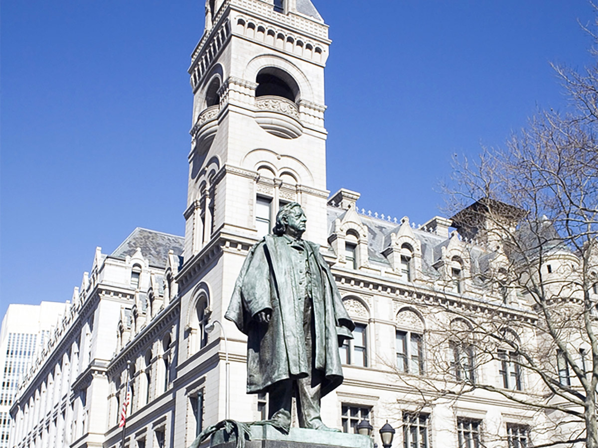 Henry Ward Beecher Statue on Brooklyn Bridge, Wall Street, Statue of Liberty Walking Tour in New York City