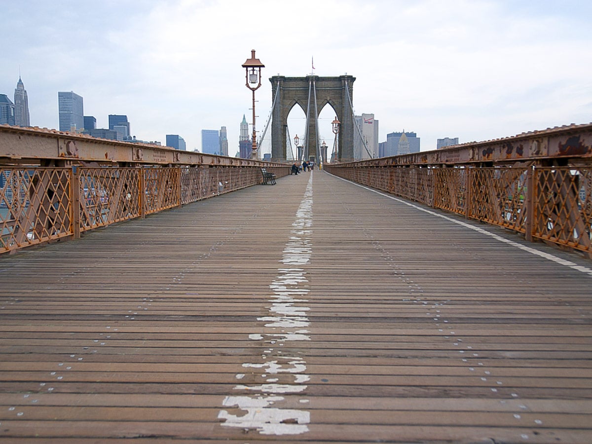 Pedestrian Walkway over Brooklyn Bridge on Brooklyn Bridge, Wall Street, Statue of Liberty Walking Tour in New York City