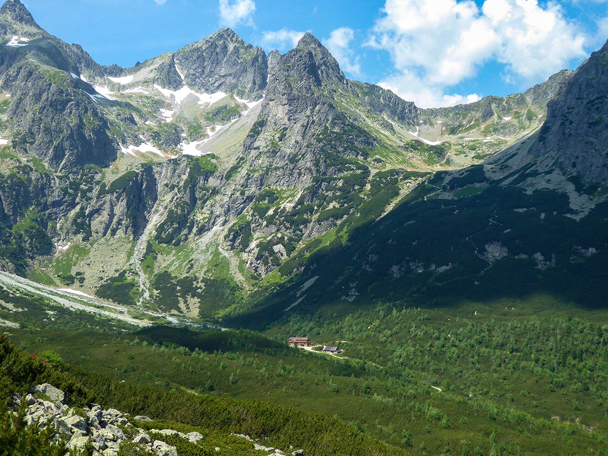 Zelené pleso chalet surrounded by High Tatras