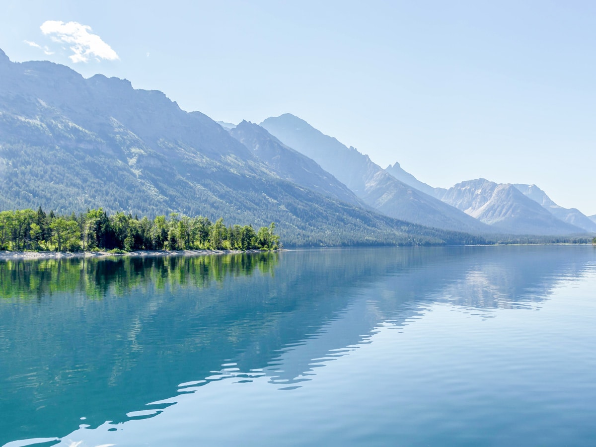 Crossing Waterton Lake to start Boulder Pass Backpacking Trail in Glacier National Park