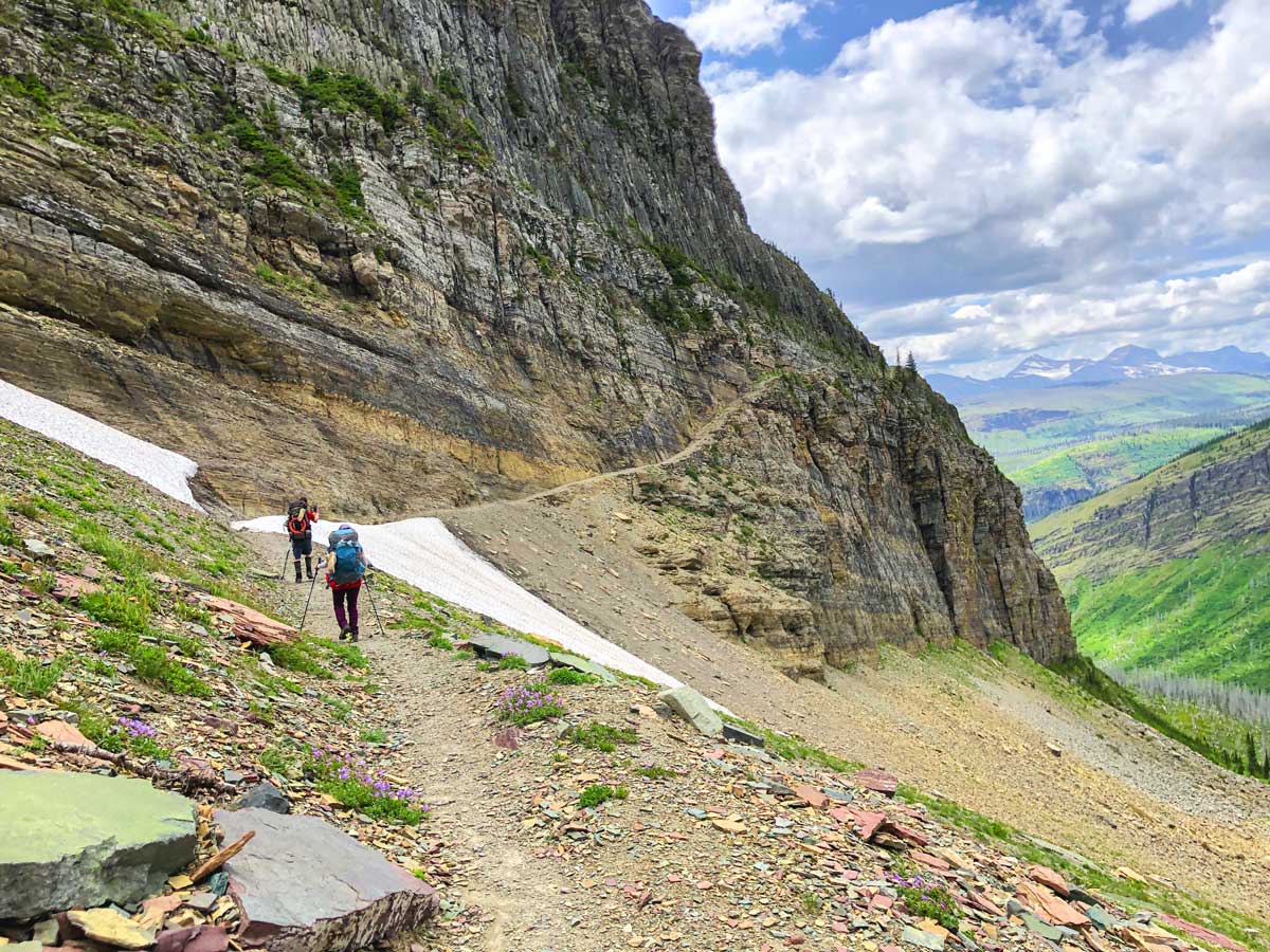 Ahern Drift on Highline backpacking trail in Glacier National Park, Montana