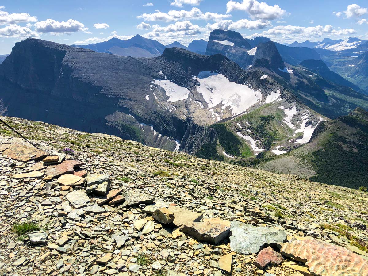 View from Swiftcurrent valley on North Circle Backpacking Trail in Glacier National Park