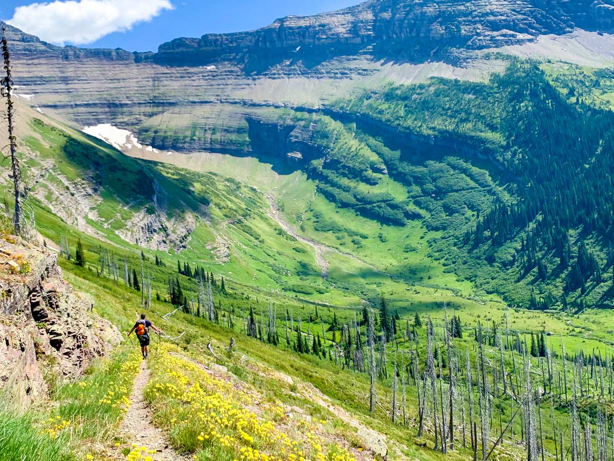 Stunning views of the valley on North Circle Backpacking Trail in Glacier National Park