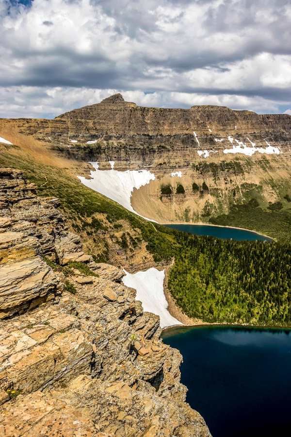 Beautiful lakes on Pitamakan Dawson Loop Backpacking Trail in Glacier National Park