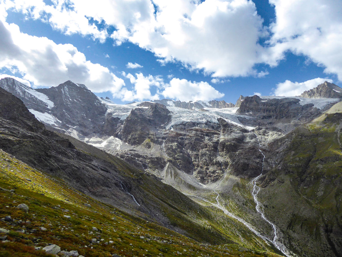 Land of waterfalls on Alpe Money hike in Gran Paradiso National Park, Italy