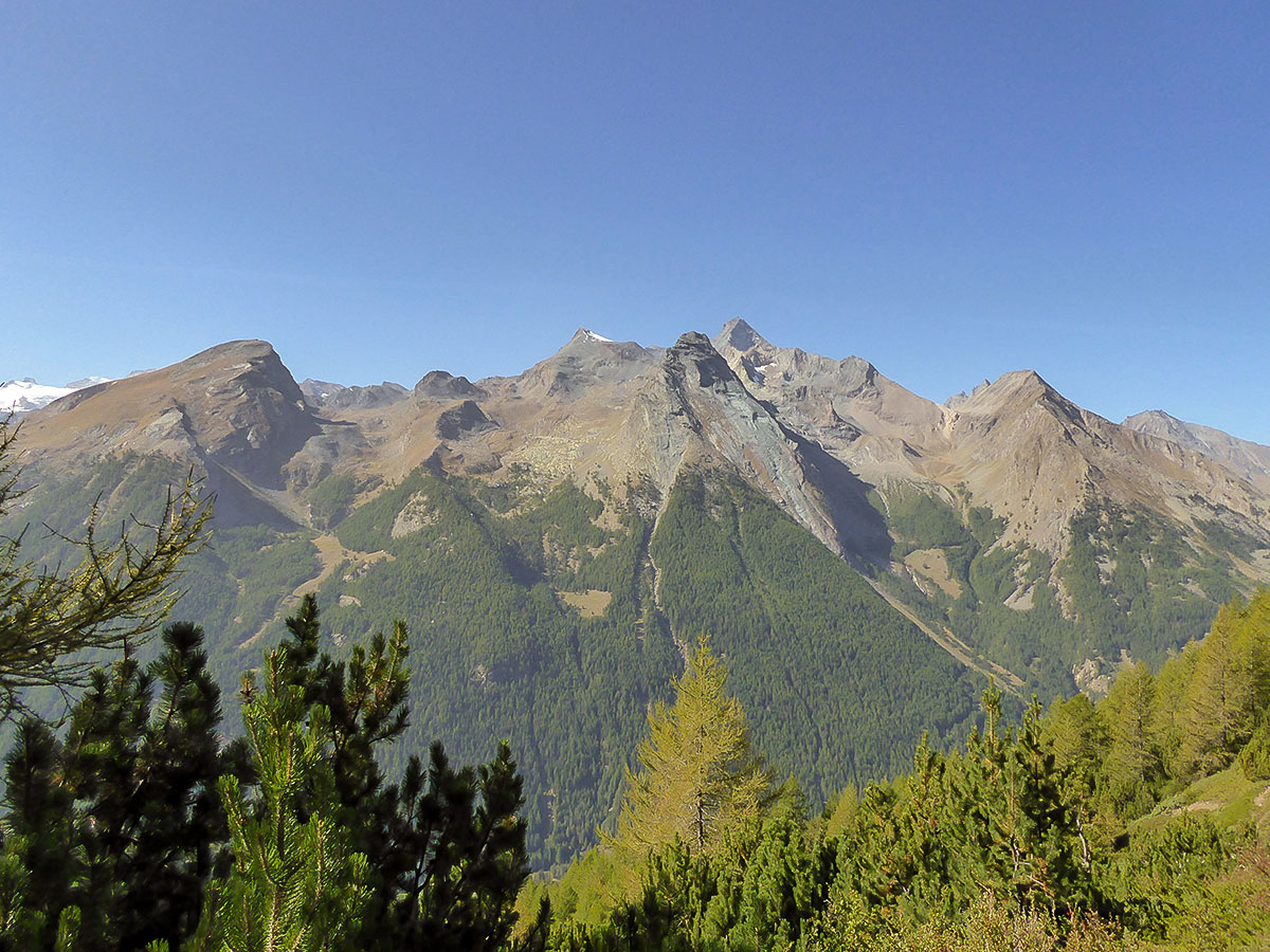Mont Herban, Testa del Gavio, Punta Rossa della Grivola, Punta Pousset and Grivola view from Tsa Sèche Pass