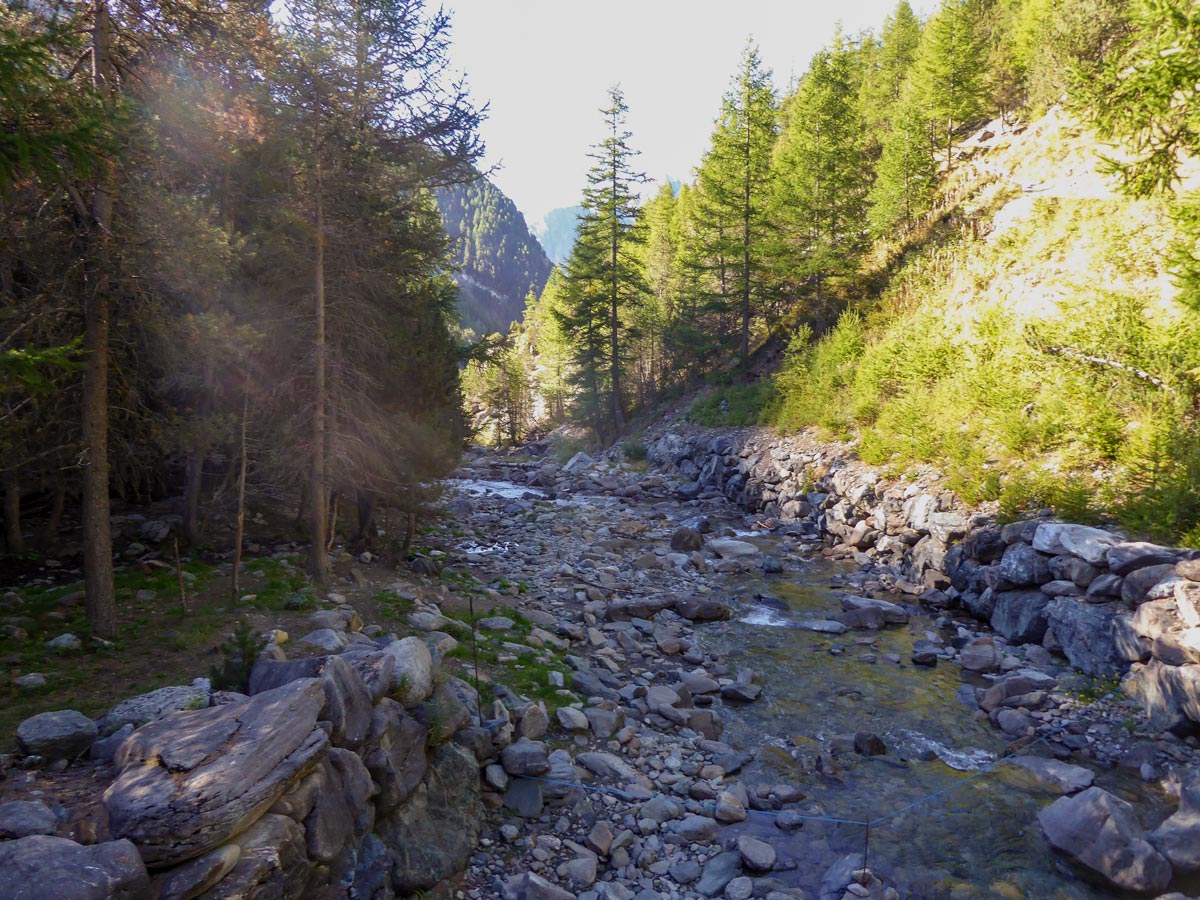 Grauson River (Torrente Grauson) along the trail of Col de Saint-Marcel hike in Gran Paradiso National Park, Italy