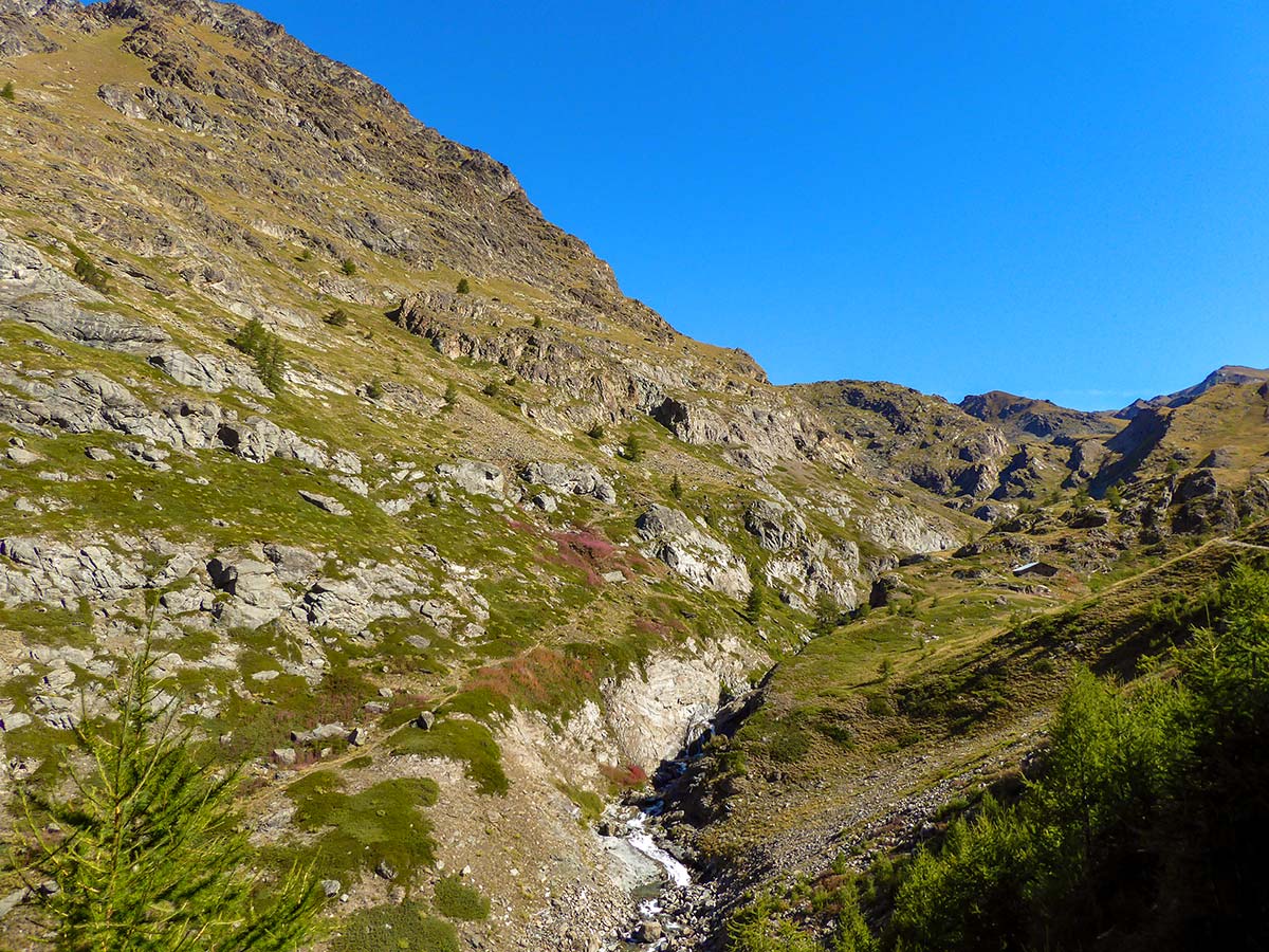 Two alternate paths of Col de Saint-Marcel hike in Gran Paradiso National Park, Italy