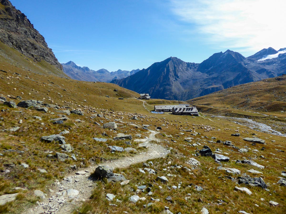 Rifugio Vittorio Sella on Colle della Rossa hike in Gran Paradiso National Park, Italy