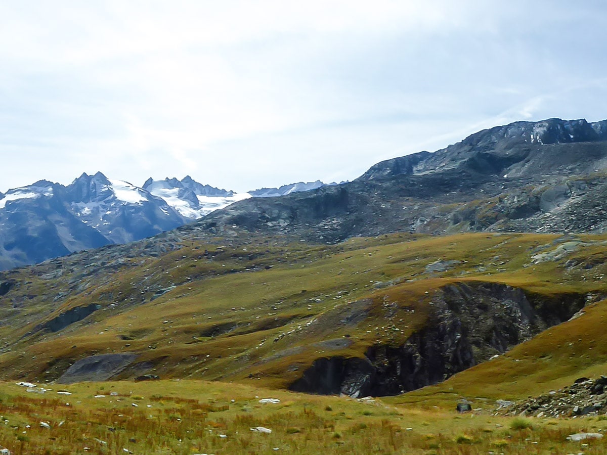 Panoramic view of Lauson Valley on Colle della Rossa hike in Gran Paradiso National Park, Italy