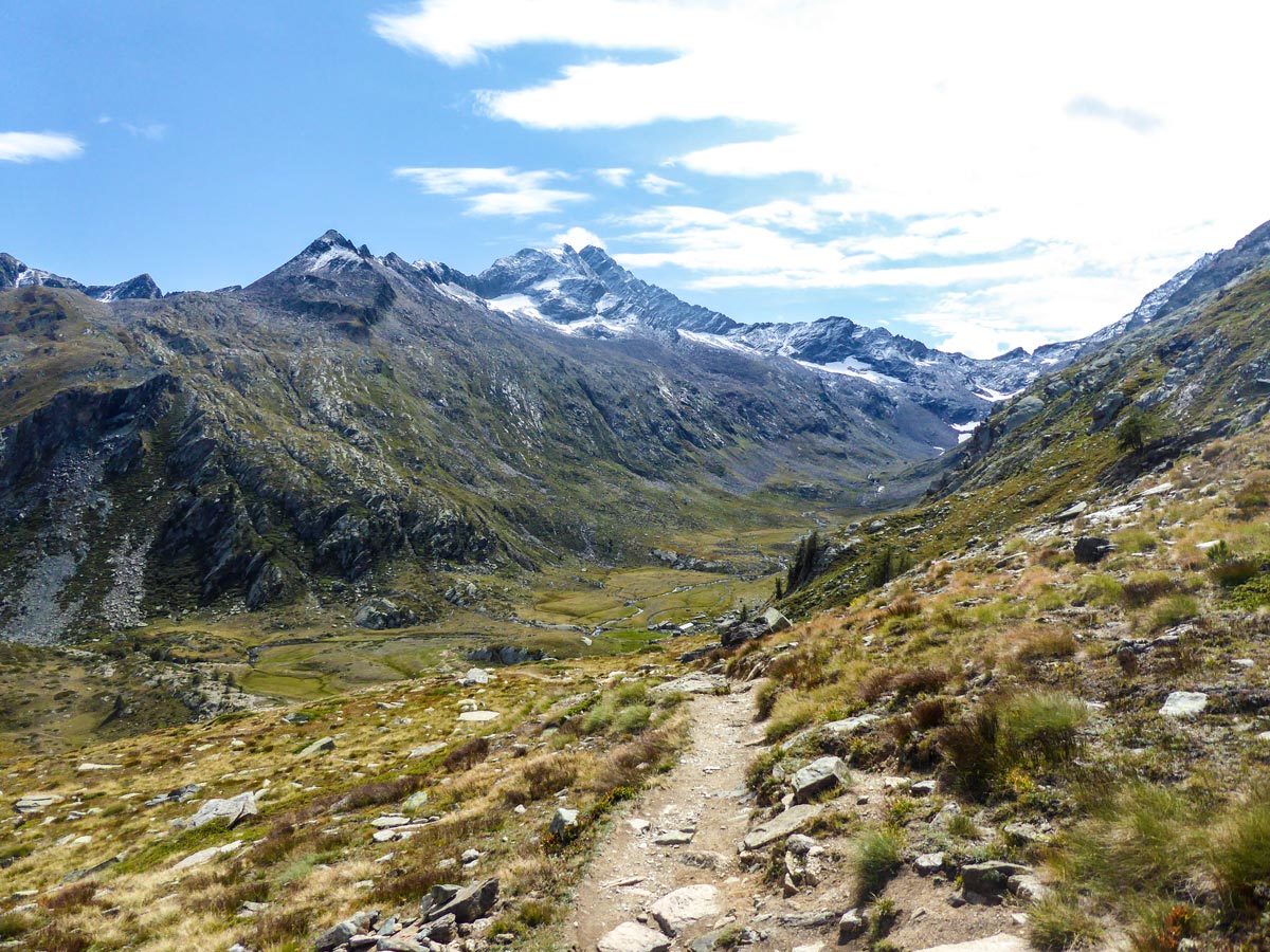 Descending to Bardoney Valley on Lago di Loie hike in Gran Paradiso National Park, Italy