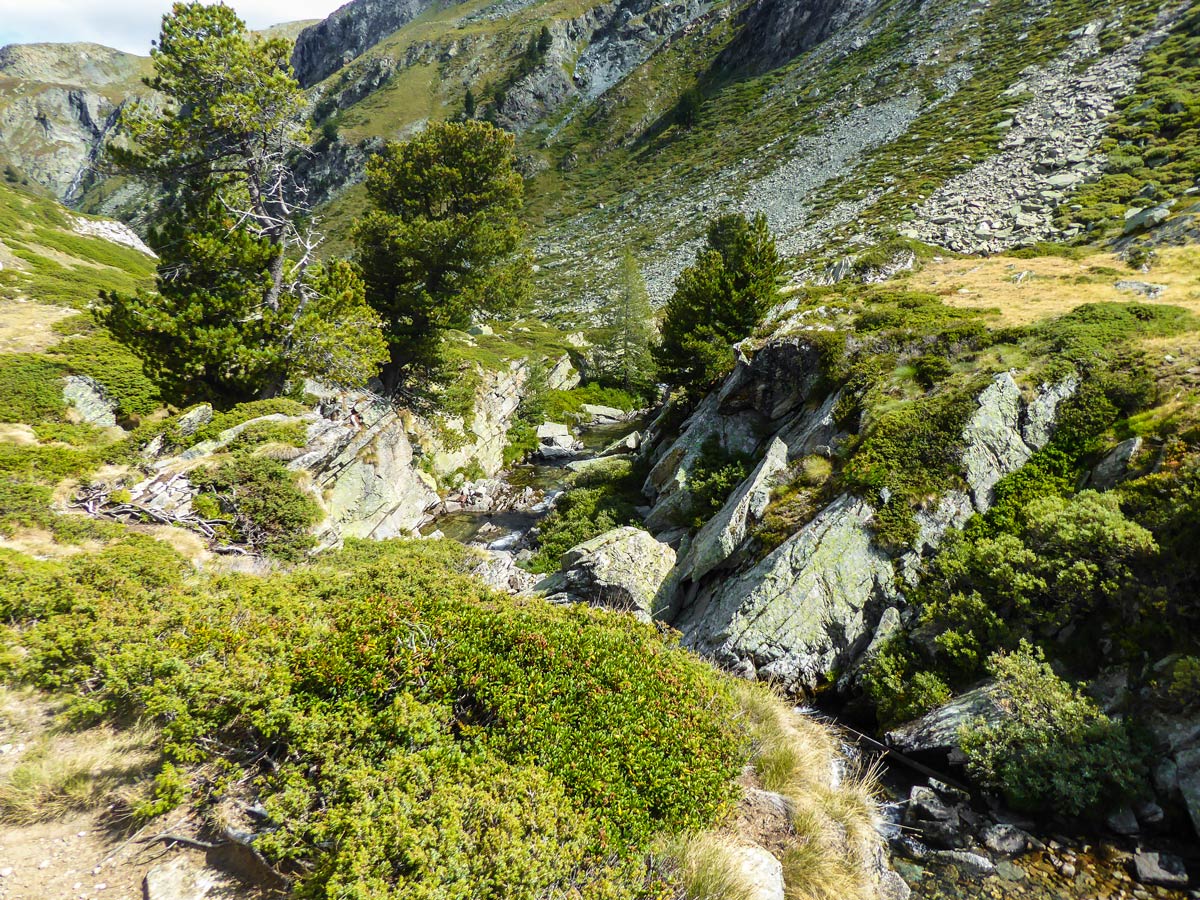 Stream along the trail on Lago di Loie hike in Gran Paradiso National Park, Italy