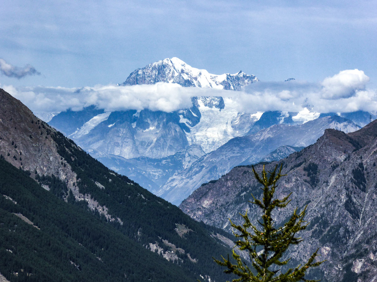 Mont Blanc view from Lago di Loie hike in Gran Paradiso National Park, Italy