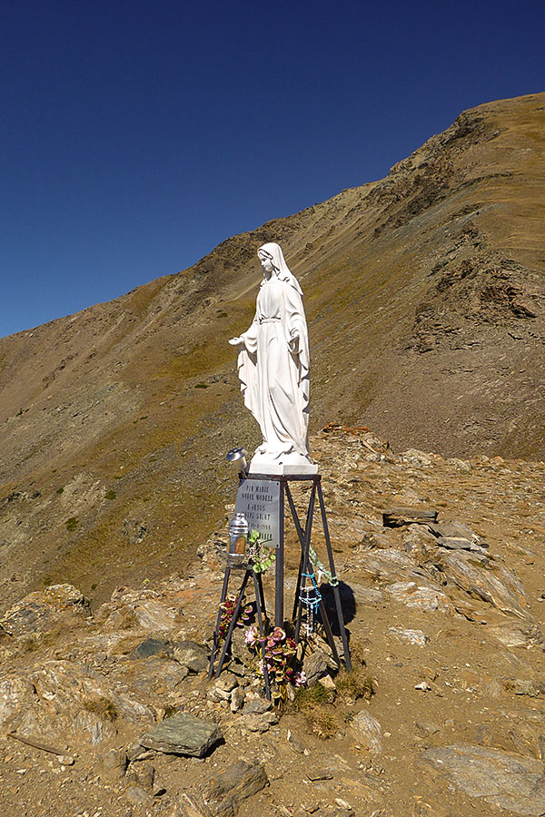 Saint Mary statue on Tsaplana hike in Gran Paradiso National Park, Italy