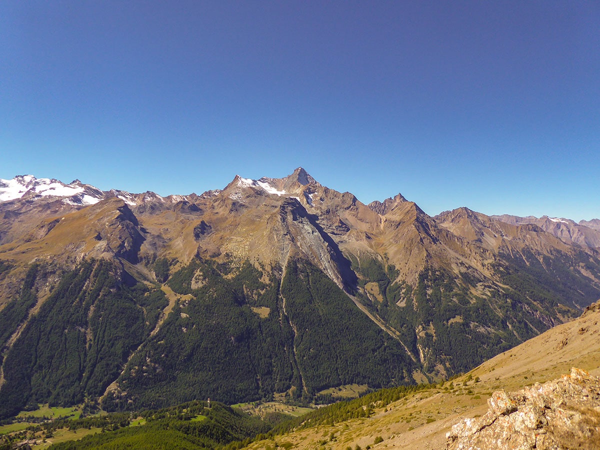 Beautiful peaks along Cogne Valley on Tsaplana hike in Gran Paradiso National Park, Italy