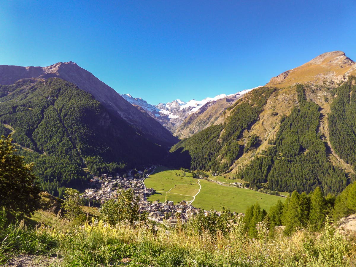 Cogne from Tsaplana Peak trail in Gran Paradiso National Park, Italy