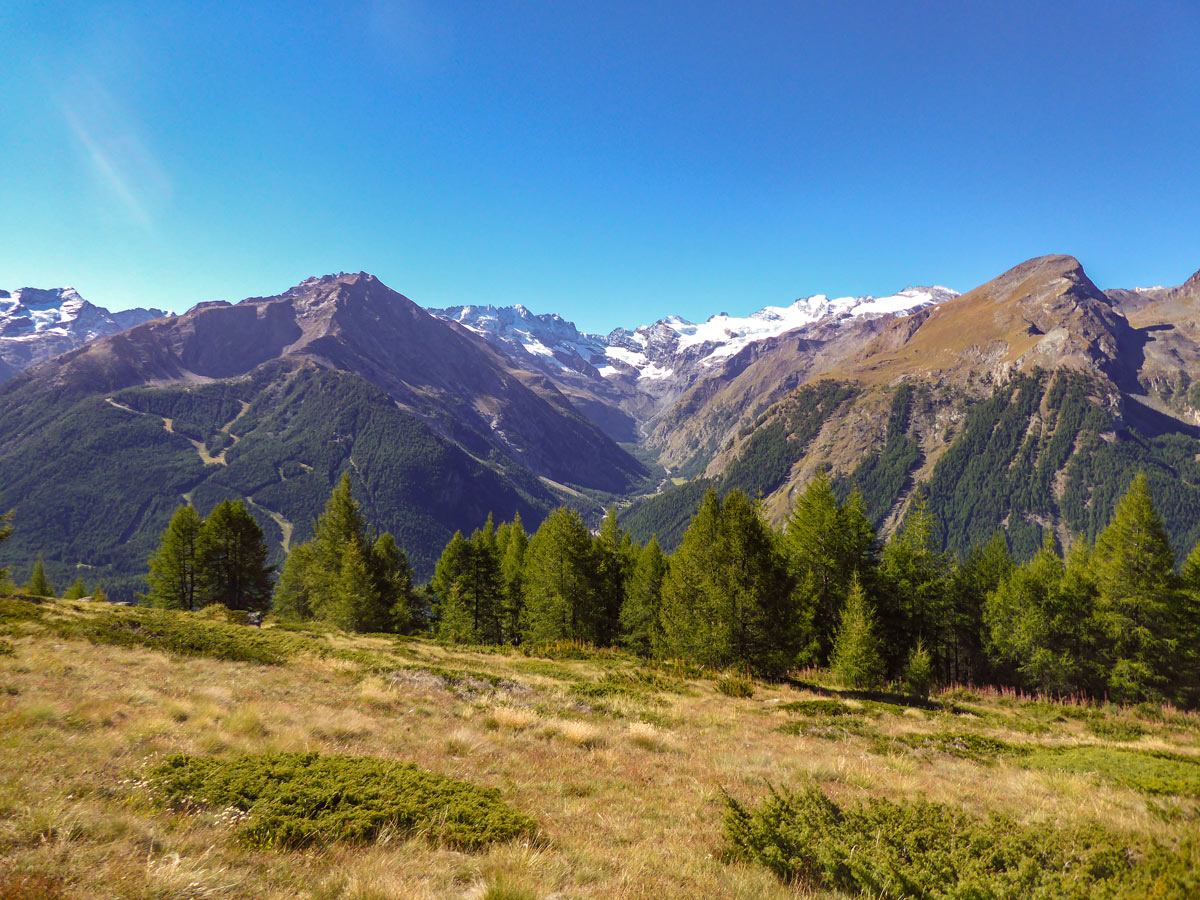 Beautiful peaks along the valley on Tsaplana hike in Gran Paradiso National Park, Italy