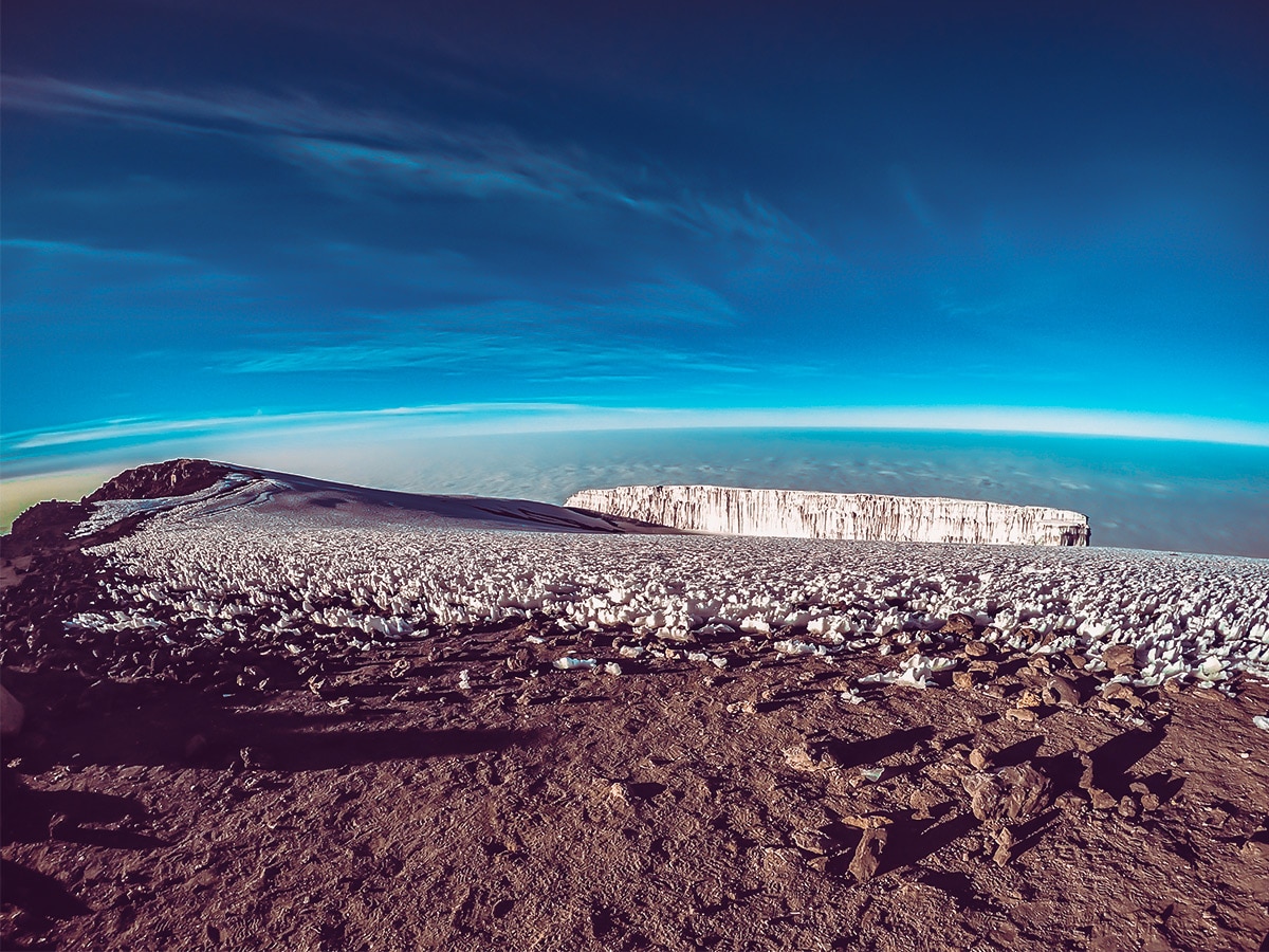 View from the summit of Uhuru Peak