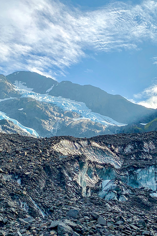 Beautiful ice formations below the Byron Glacier near Anchorage Alaska