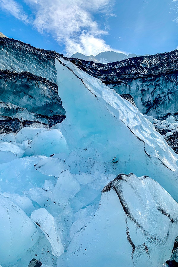 Byron Glacier is surrounded by stunning natural ice sculptures