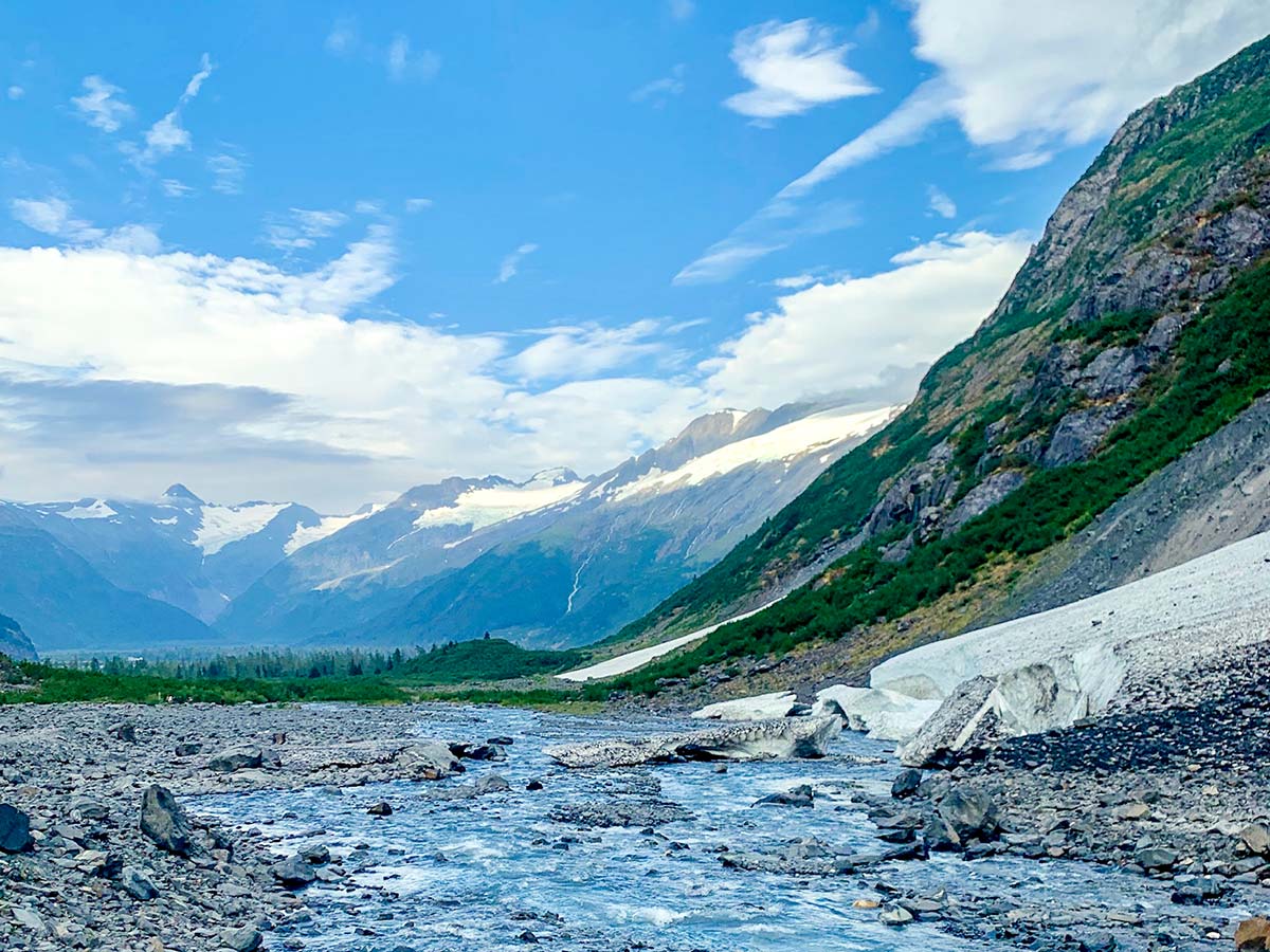 Looking down to Portage Valley from Byron Glacier Trail near Anchorage