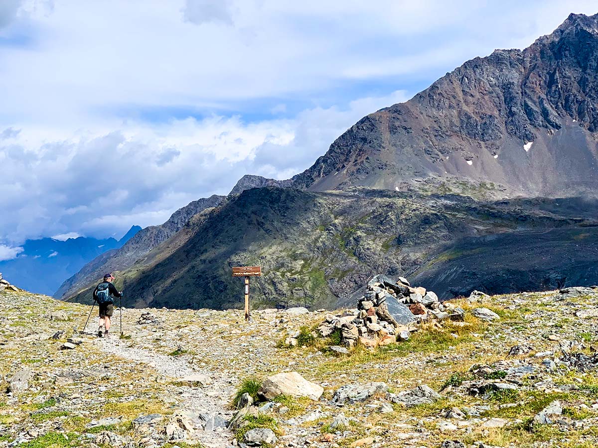 Beautiful views on Crow Pass Trail to Raven Glacier in Alaska