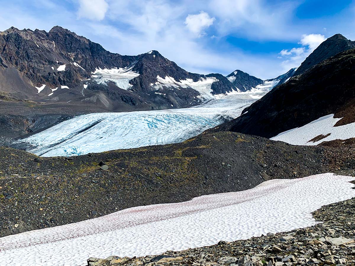 Raven Glacier views on a trail near Girdwood in Alaska