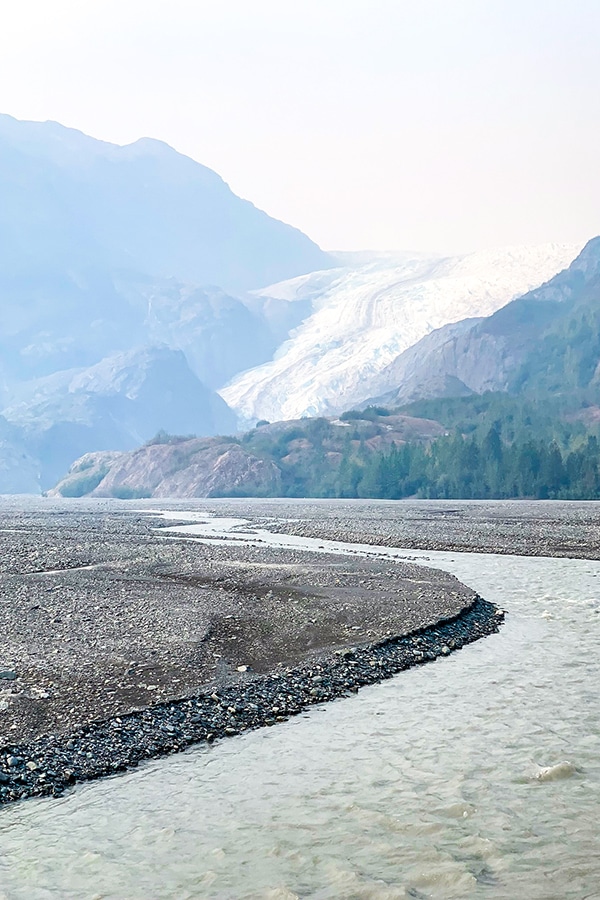 Misty views over Exit Glacier Trail in Kenai Fjords National Park Alaska