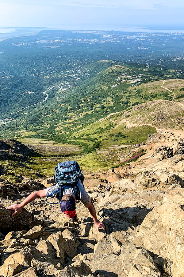 Scrambling to Flattop Mountain on Flattop Mountain Trail