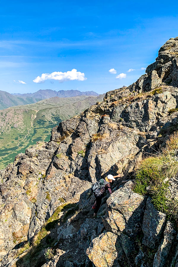 Getting to top of Flattop Mountain in Alaska involves some scrambling