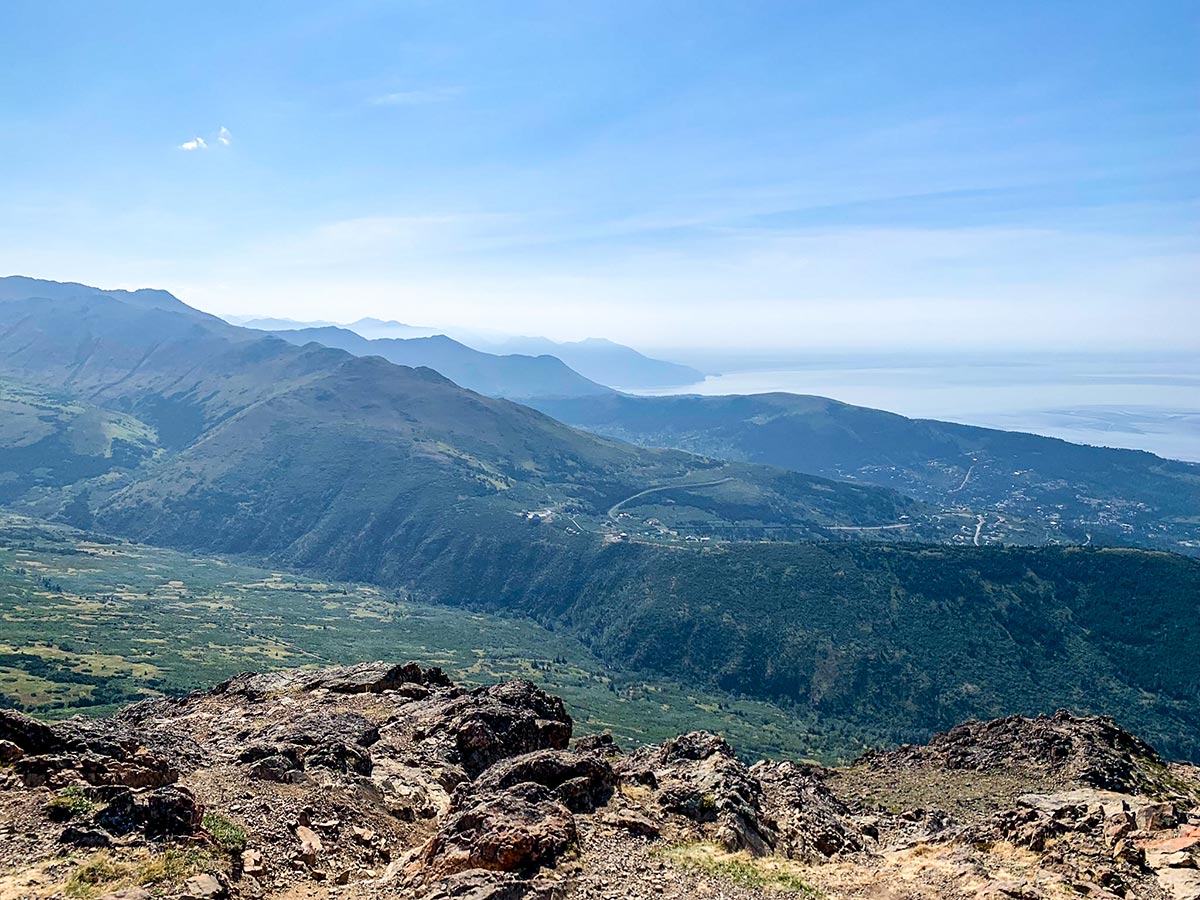 Looking towards Anchorage from top of Flattop Mountain Trail in Alaska