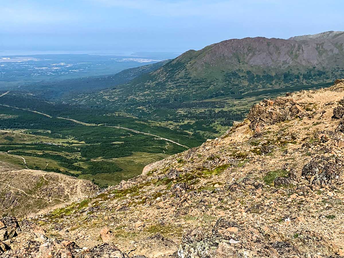 Expansive views of the meadows from top of the Flattop Mountain Trail