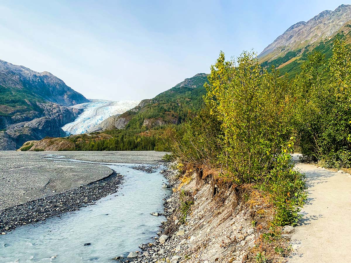 Exit Glacier view on Harding Icefield Trail in Alaska