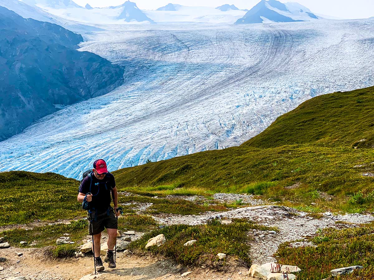 Hiking on Harding Icefield Trail in Kenai Fjord National Park Alaska