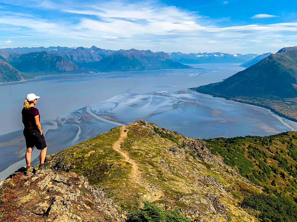 Looking down on Turnagain Arm on a hike from Hope to Hope Point in Kenai