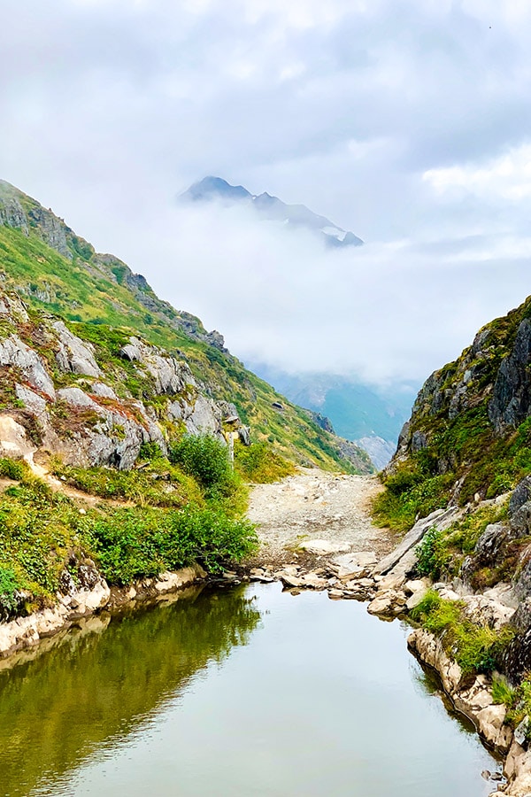 Small tarn along the trail to see the Portage Glacier near Anchorage Alaska