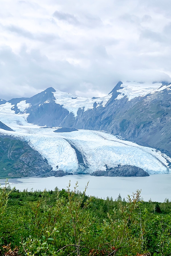 Approaching Portage Glacier on Portage Pass and Lake Trail in Alaska