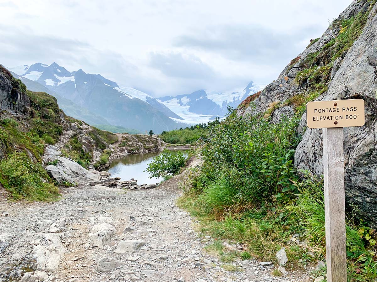 Crossing Portage Pass on a way to Portage Lake to see the beautiful glacier