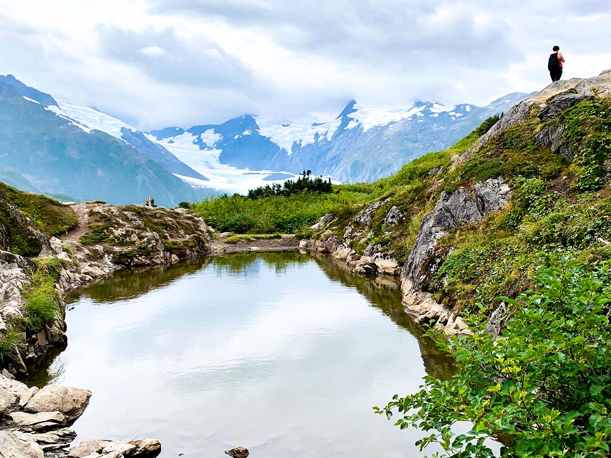 Small lake near the Portage Pass on a hike towards Portage Lake in Alaska