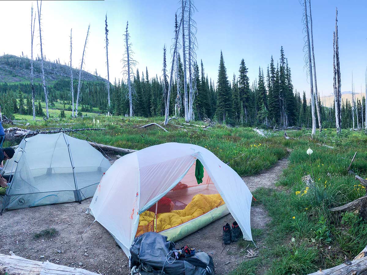 Tent setup at camp