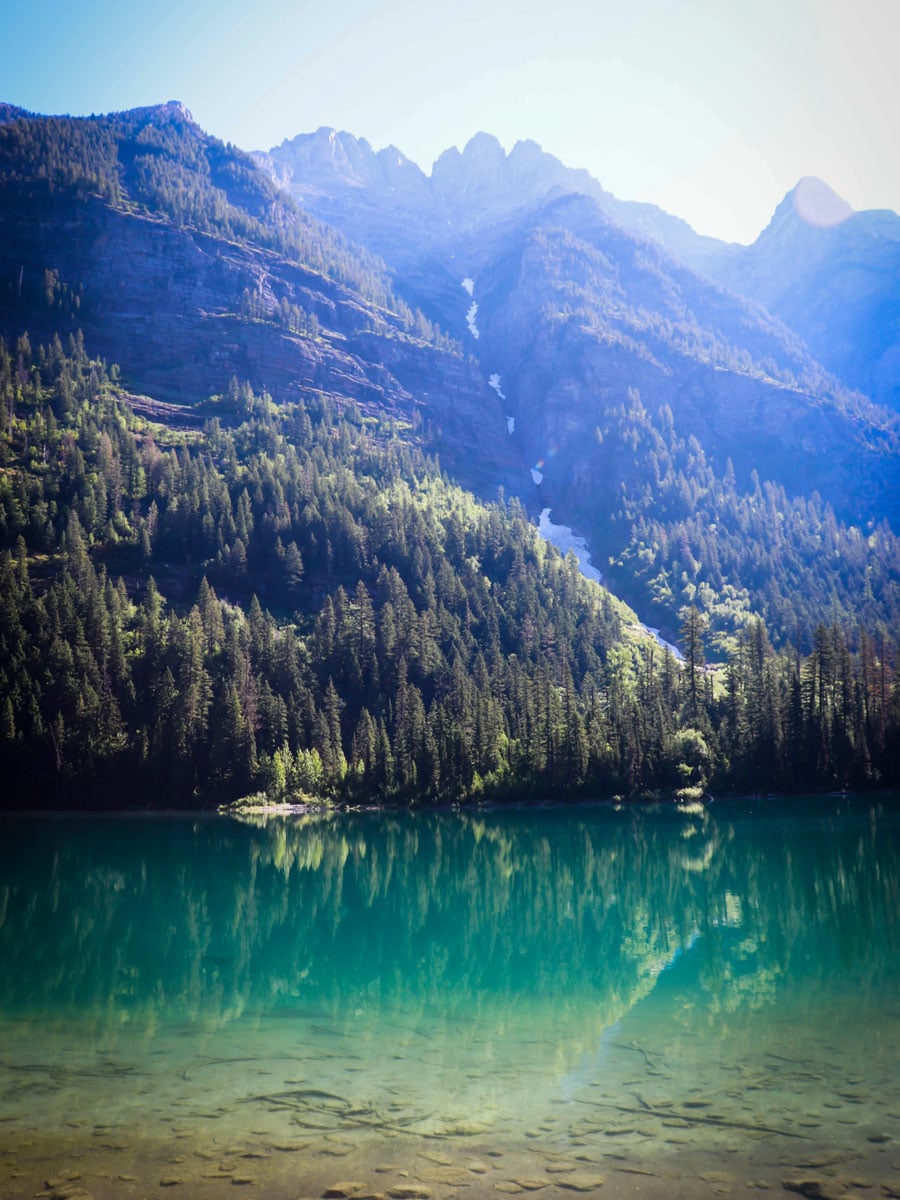 Turquoise waters of Avalanche Lake in Glacier NP