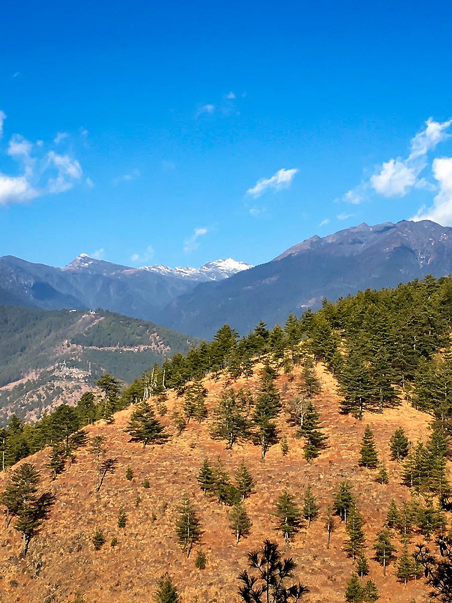 Looking toward the mountains behind Thimphu Valley