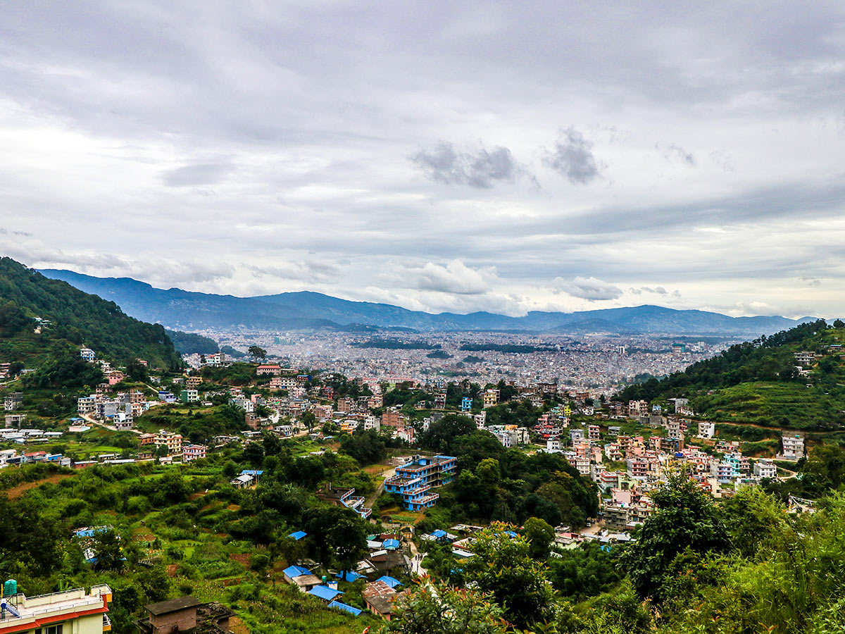 Panoramic view of the Kathmandu valley as seen from the trails